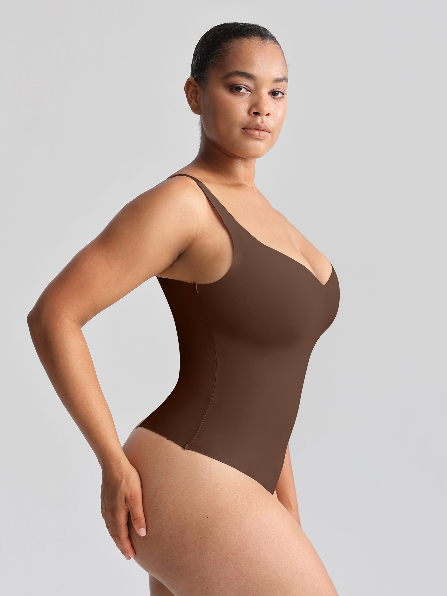 Wholesale Unlined Plunge Thong Bodysuit with No Panty Lines SPU