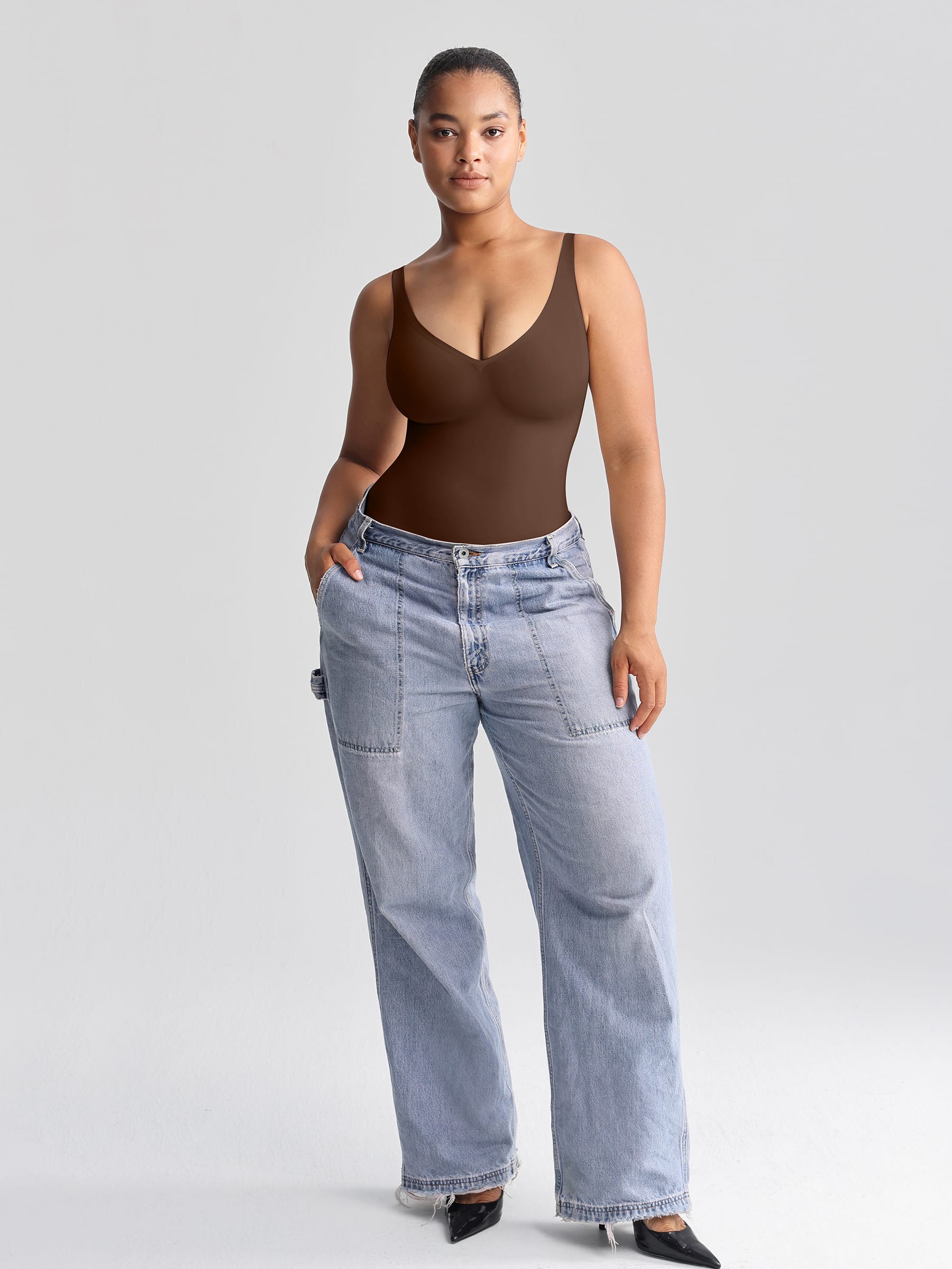 Wholesale Unlined Plunge Thong Bodysuit with No Panty Lines SPU