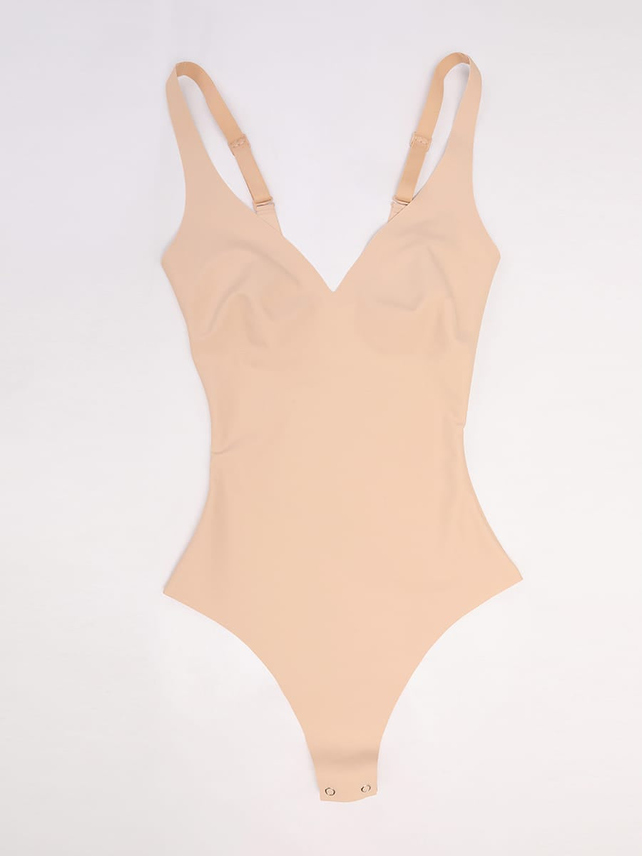 Wholesale Unlined Plunge Thong Bodysuit with No Panty Lines SPU