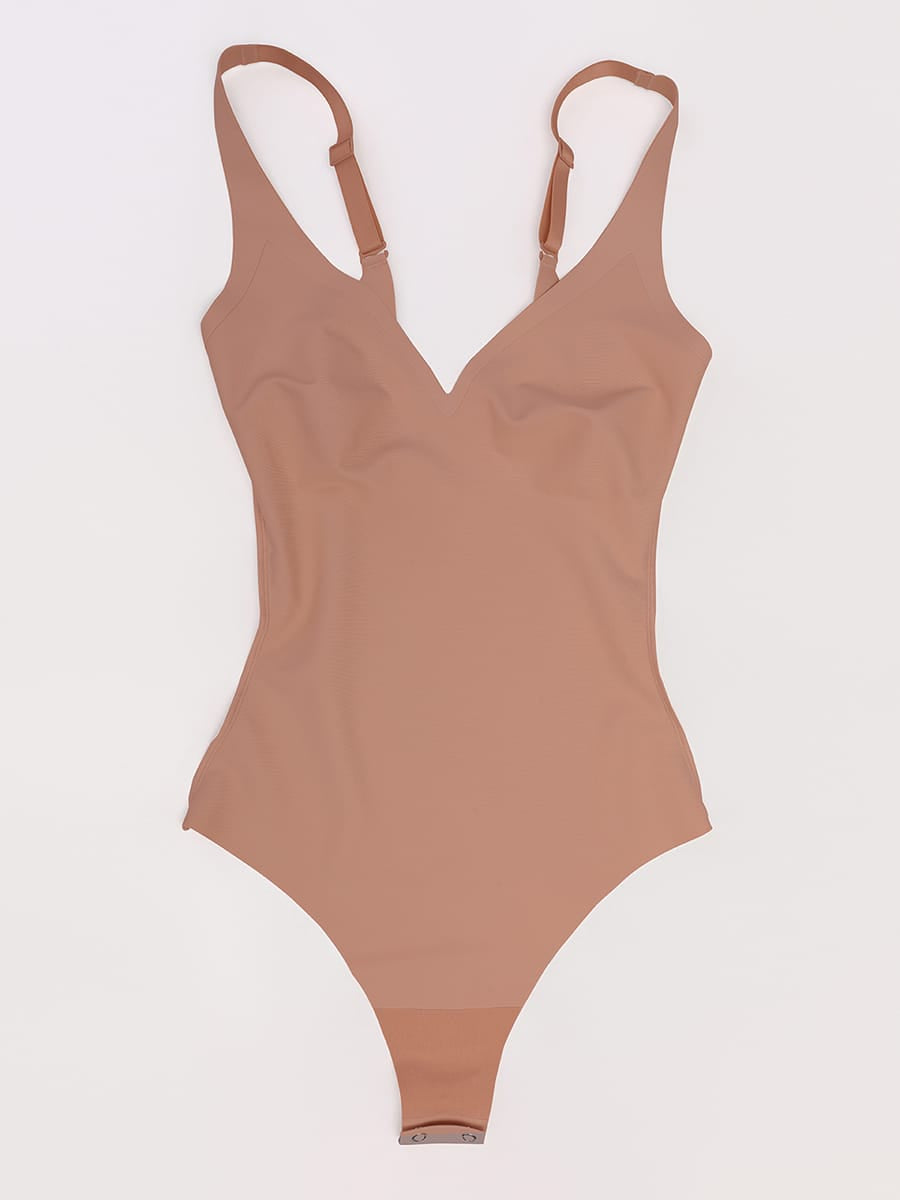 Wholesale Unlined Plunge Thong Bodysuit with No Panty Lines SPU