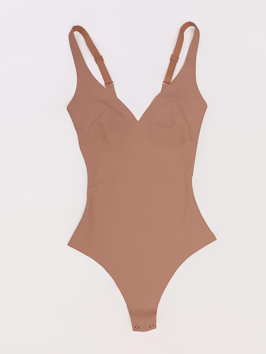 Wholesale Unlined Plunge Thong Bodysuit with No Panty Lines SPU