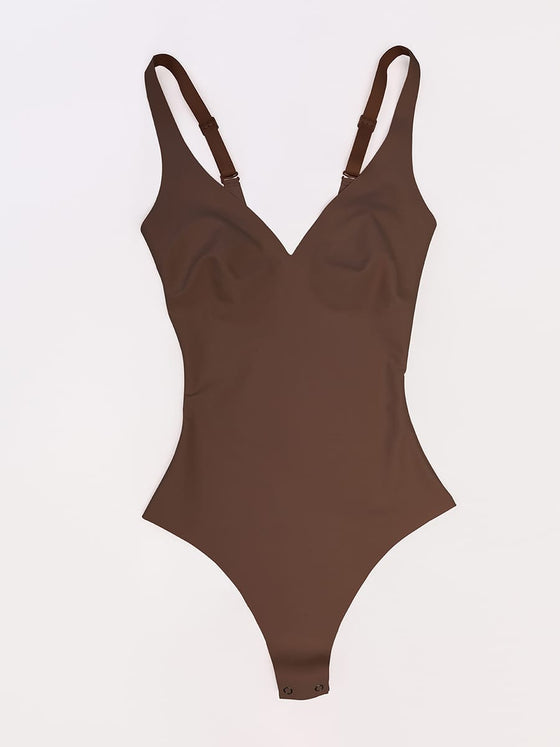 Wholesale Unlined Plunge Thong Bodysuit with No Panty Lines SPU