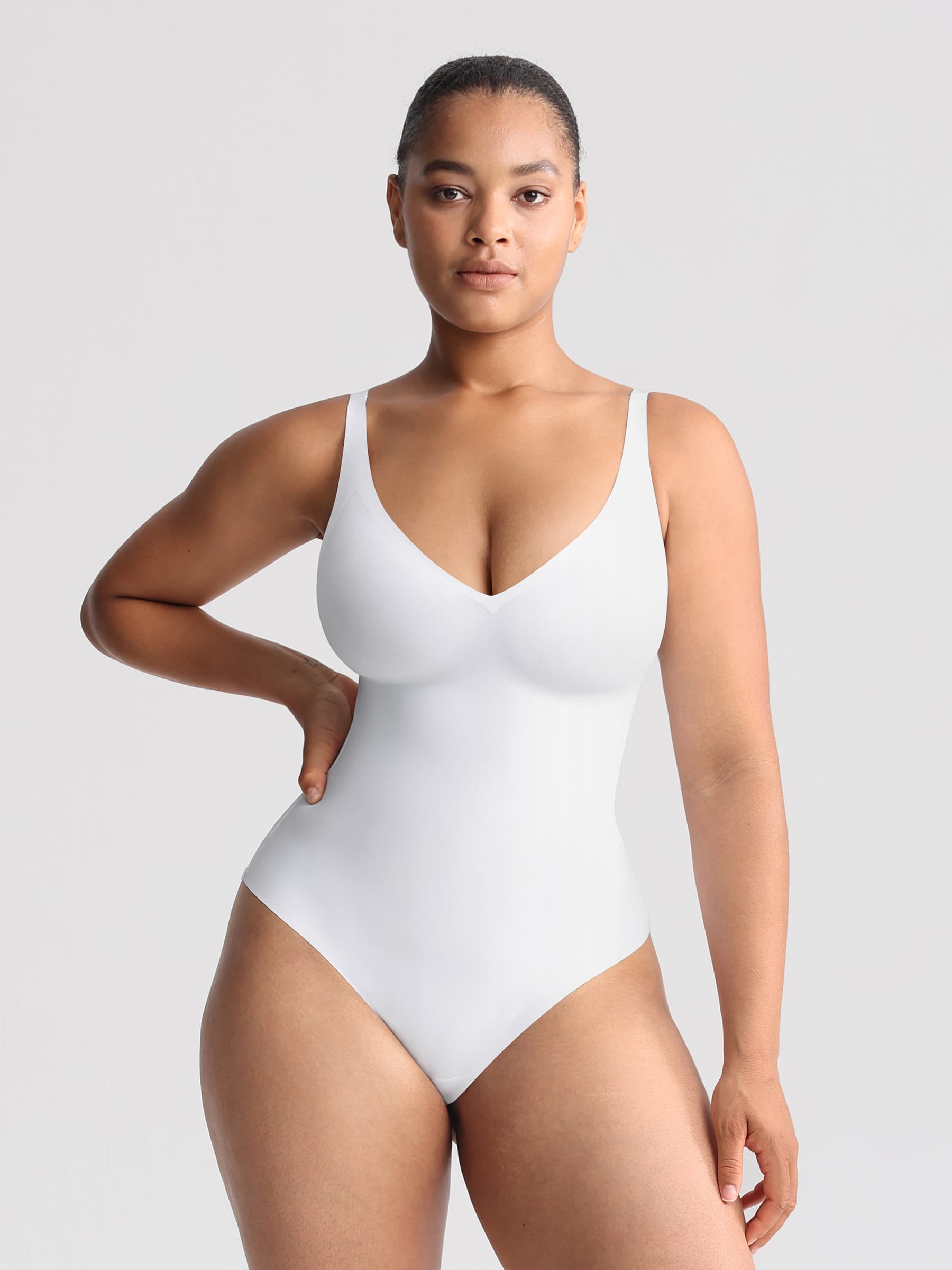 Wholesale Unlined Plunge Thong Bodysuit with No Panty Lines SPU