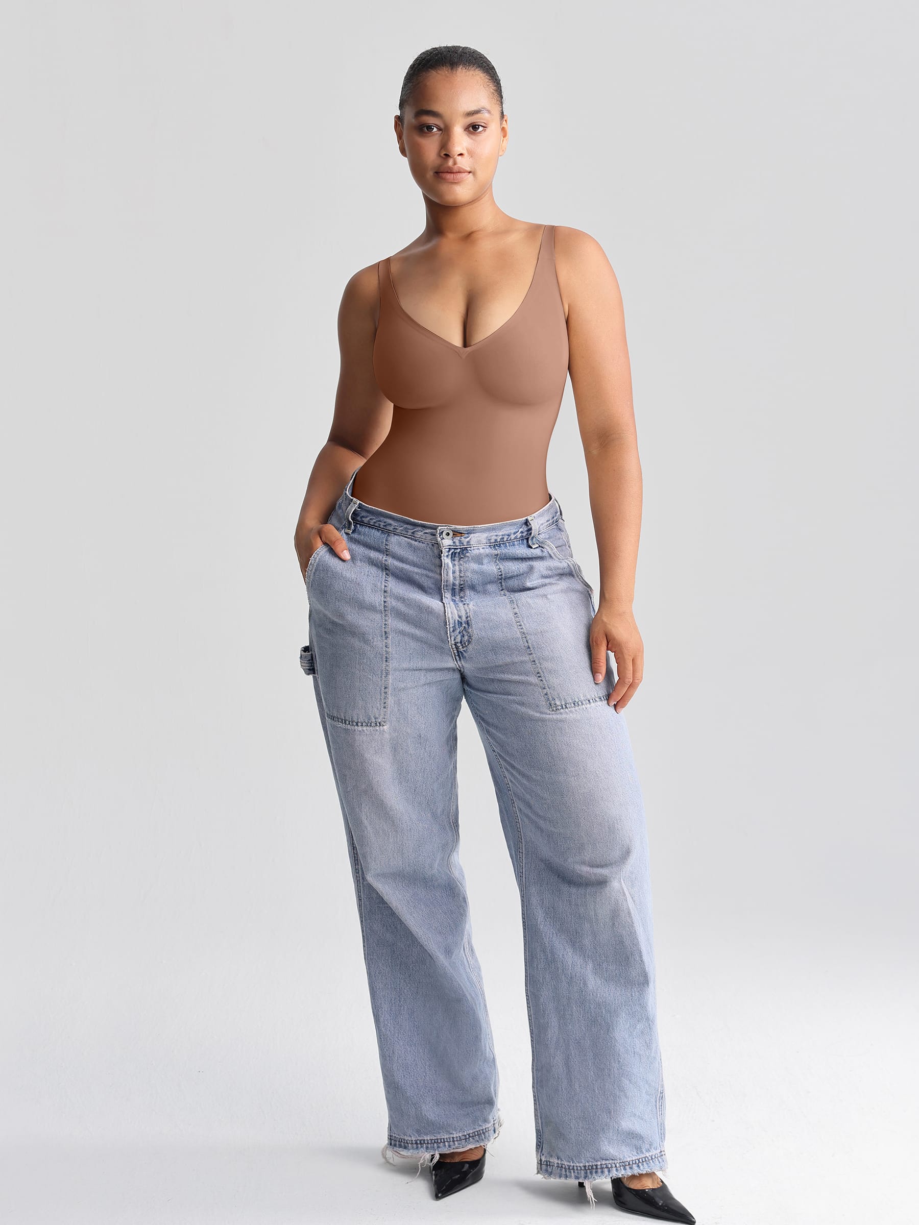 Wholesale Unlined Plunge Thong Bodysuit with No Panty Lines SPU