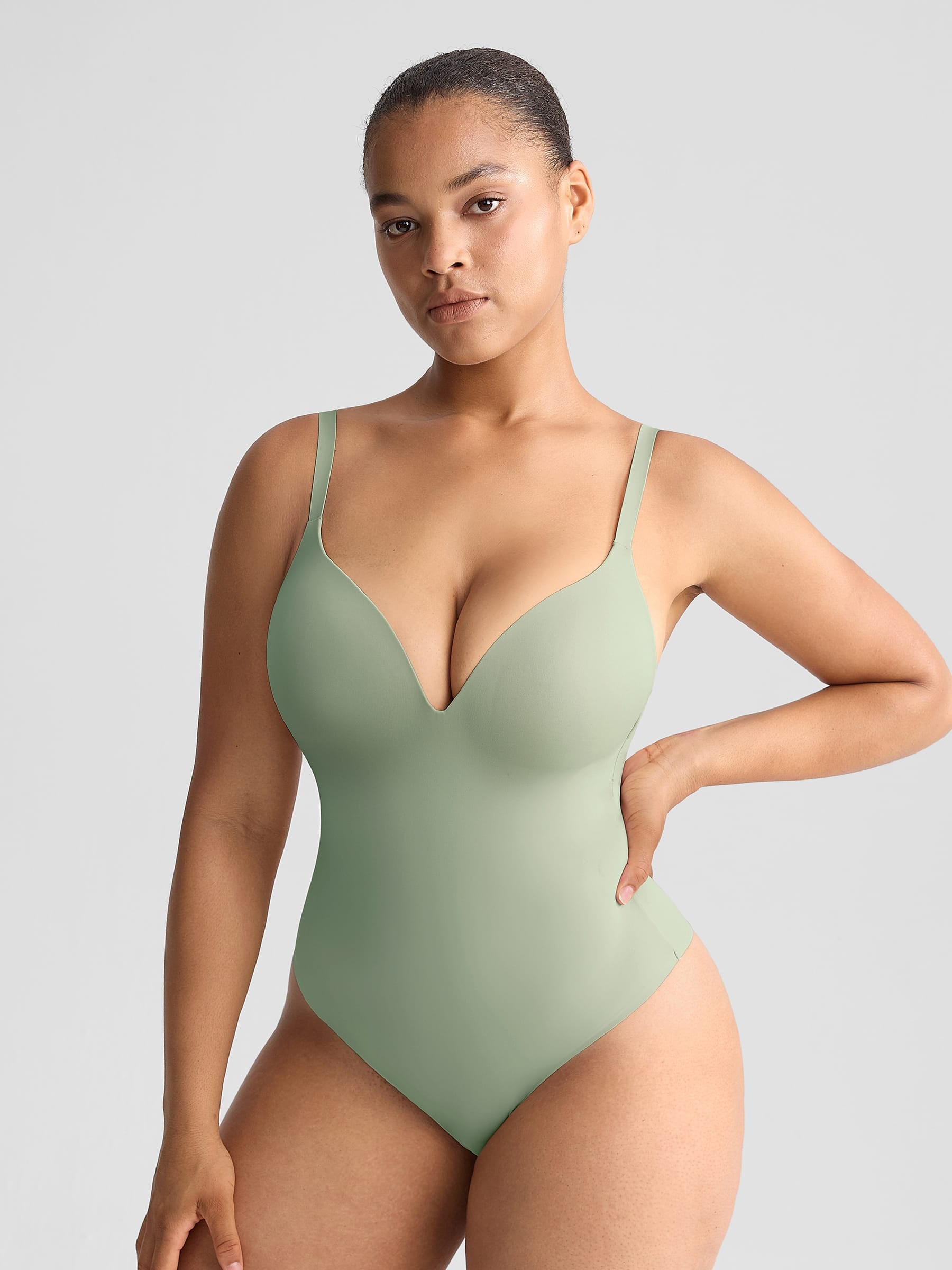 Wholesale Padded V-Neck Thong Bodysuit SPU