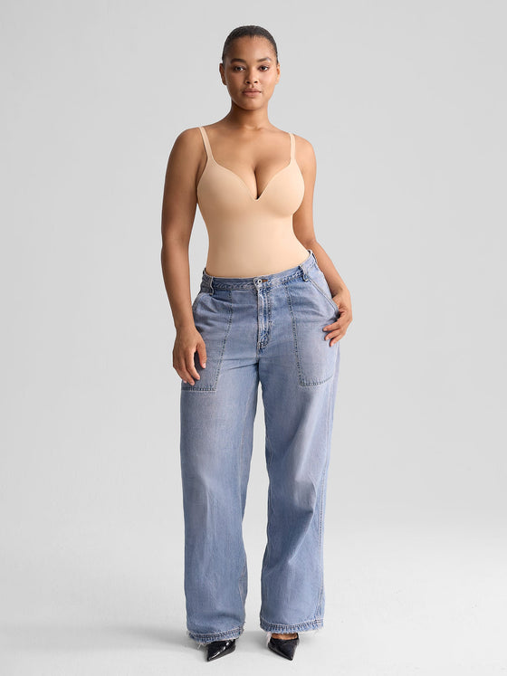 Wholesale Padded V-Neck Thong Bodysuit SPU