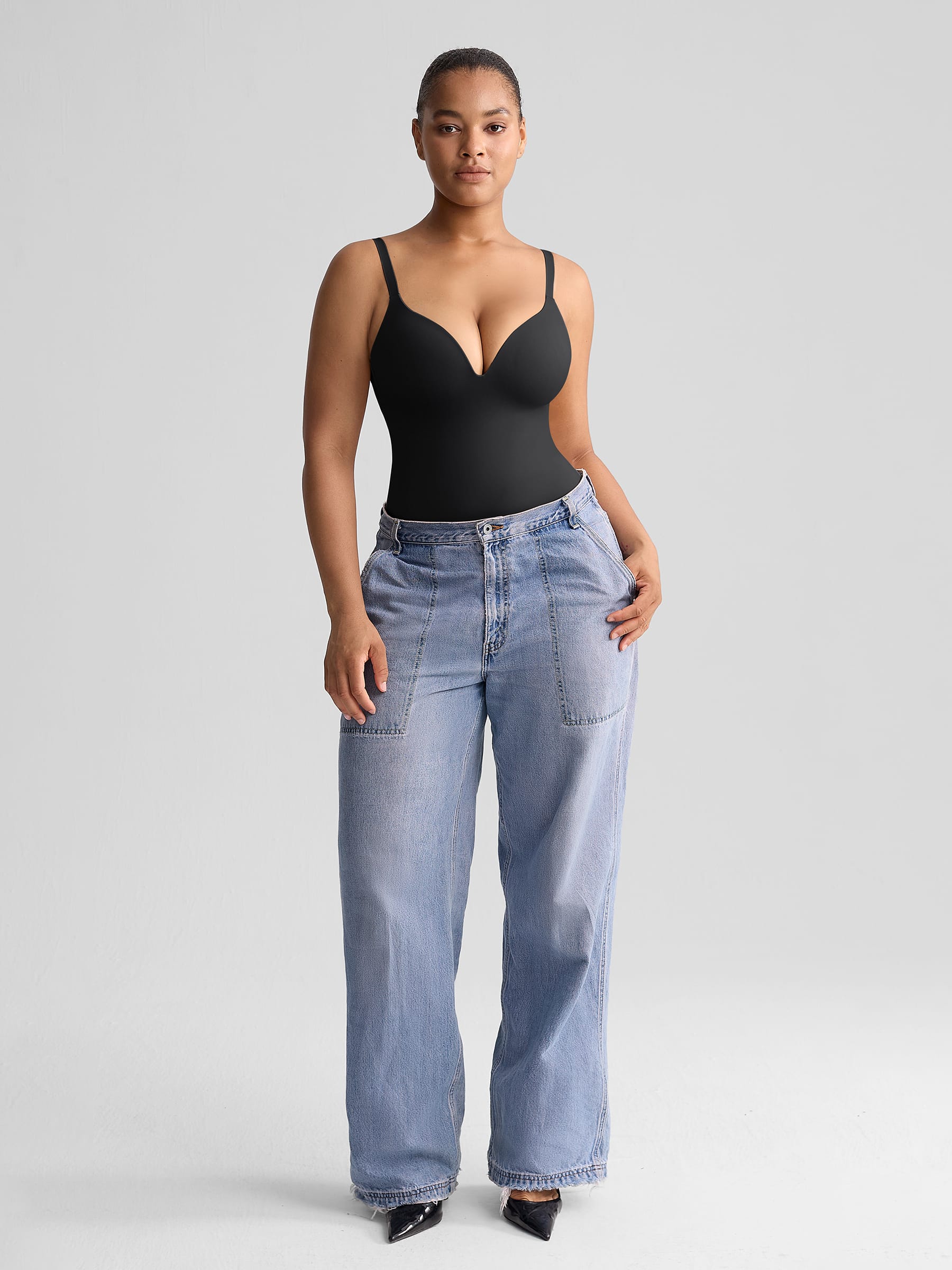 Wholesale Padded V-Neck Thong Bodysuit SPU