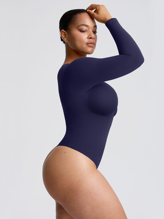 Wholesale Seamless Long Sleeve Zip-Up Shaping Bodysuit SPU