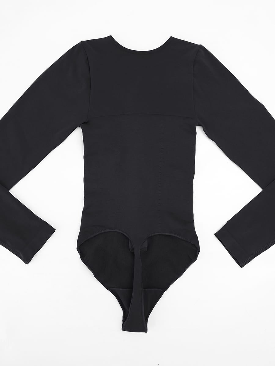 Wholesale Seamless Long Sleeve Zip-Up Shaping Bodysuit SPU