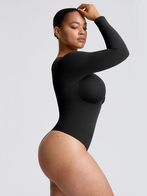 Wholesale Seamless Long Sleeve Zip-Up Shaping Bodysuit SPU