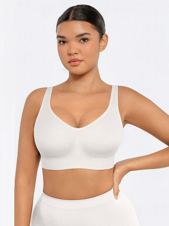 Wholesale Wireless Seamless Bust Support Wide Shoulder Straps Shapewear Bra