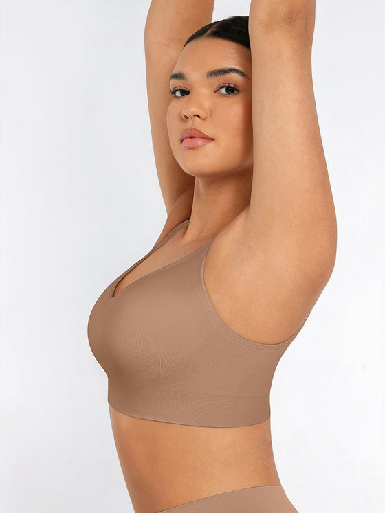 Wholesale Wireless Seamless Bust Support Wide Shoulder Straps Shapewear Bra