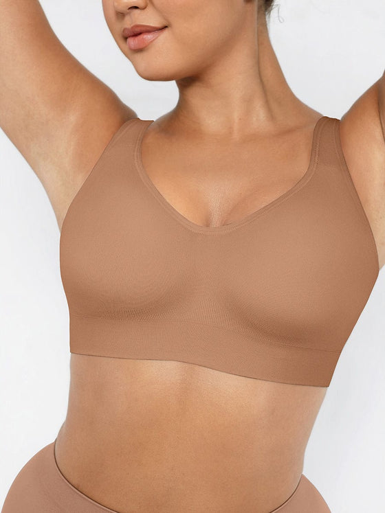 Wholesale Wireless Seamless Bust Support Wide Shoulder Straps Shapewear Bra