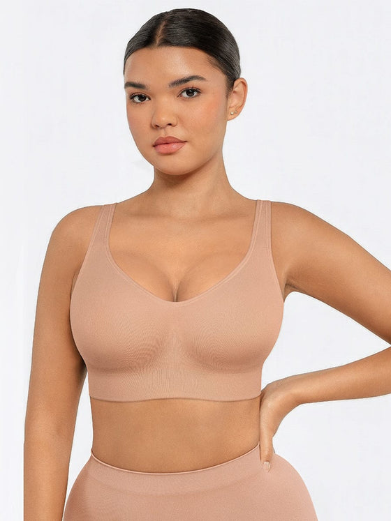 Wholesale Wireless Seamless Bust Support Wide Shoulder Straps Shapewear Bra