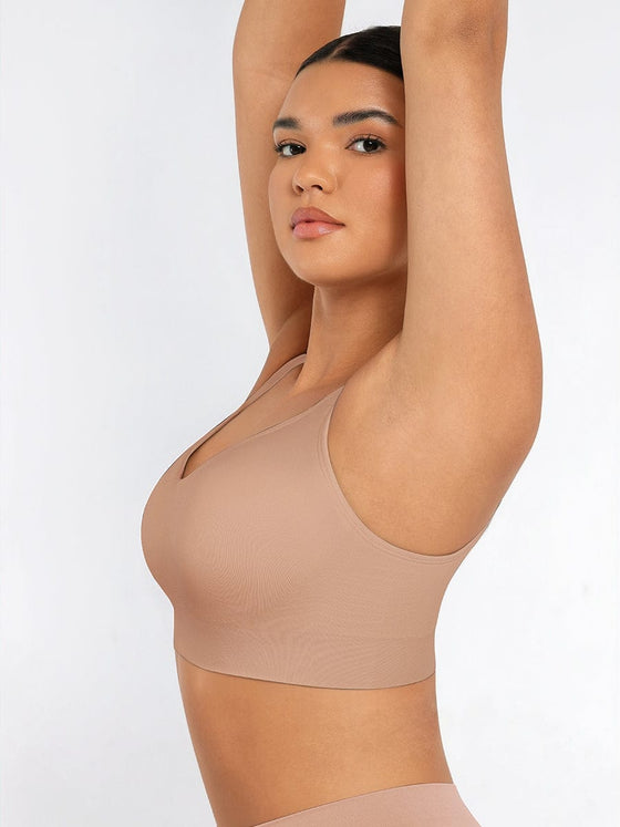 Wholesale Wireless Seamless Bust Support Wide Shoulder Straps Shapewear Bra