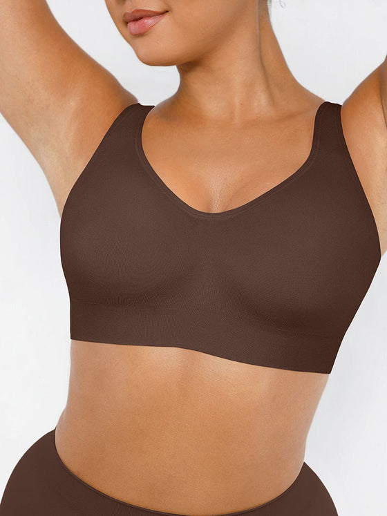 Wholesale Wireless Seamless Bust Support Wide Shoulder Straps Shapewear Bra