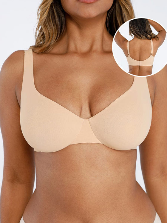 Wholesale Unpadded Underwired Deep V-Neck Side Support Bra