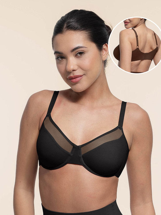 Wholesale Sexy Mesh Full Coverage Unlined Underwire Bra with Adjustable Straps