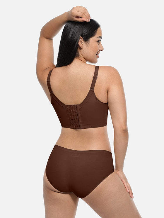 Wholesale Brown Underwire Push-Up Sculpting Uplift Hide Back Fat Full Coverage Bra