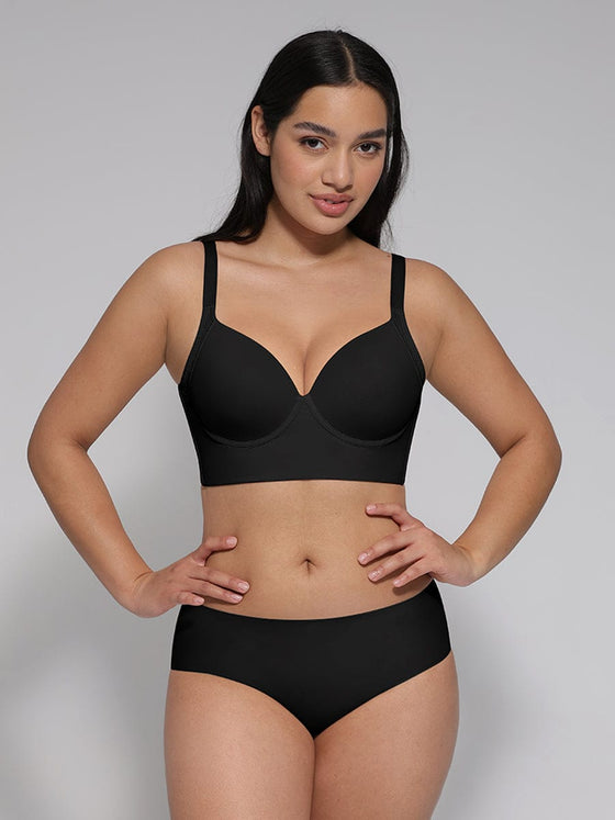 Wholesale Black Underwire Push-Up Sculpting Uplift Hide Back Fat Full Coverage Bra