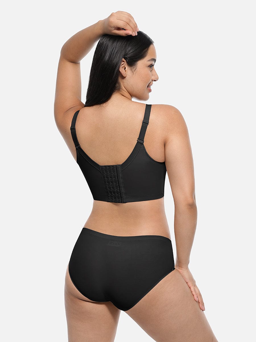 Women's Full Back Coverage Bra With Shapewear - Deep Cup Push Up Bra That Hides Back Fat
