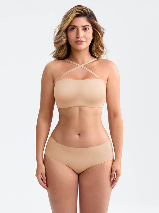 Wholesale Strapless Anti Slip Bandeau Bra Fixed Molded Cups FeelSoft Fabric Nipple Coverage