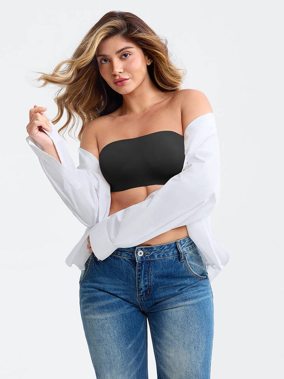 Wholesale Strapless Anti Slip Bandeau Bra Fixed Molded Cups FeelSoft Fabric Nipple Coverage