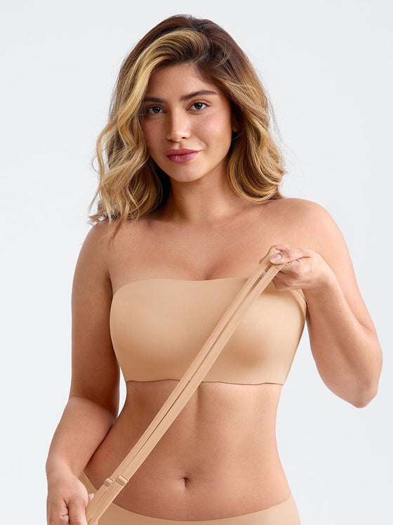 Wholesale Strapless Anti Slip Bandeau Bra Fixed Molded Cups FeelSoft Fabric Nipple Coverage