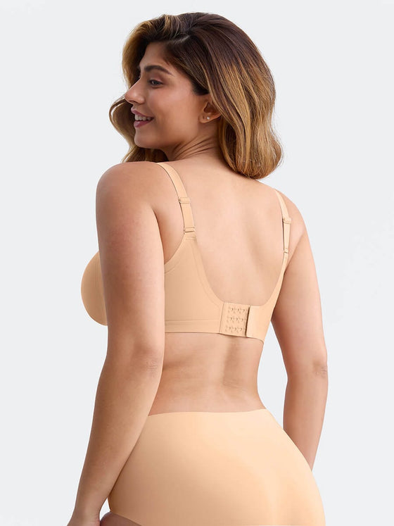Wholesale Wireless Seamless Plunge Bra W Jelly Strip Support Wide Side Panel Half Fixed Cups