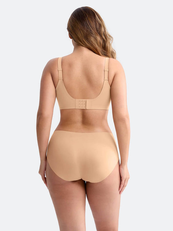 Wholesale Wireless Seamless Plunge Bra W Jelly Strip Support Wide Side Panel Half Fixed Cups