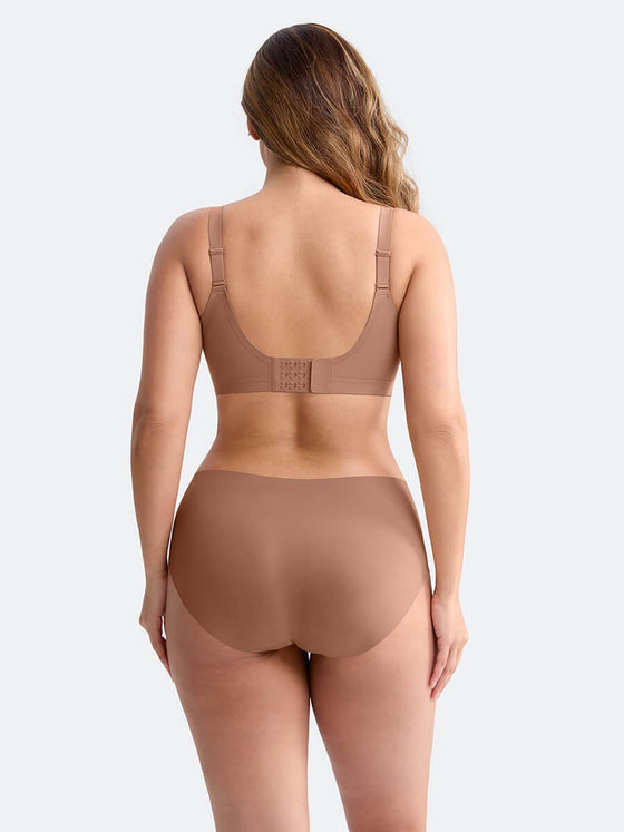 Wholesale Wireless Seamless Plunge Bra W Jelly Strip Support Wide Side Panel Half Fixed Cups