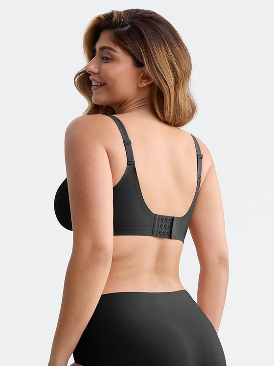 Wholesale Wireless Seamless Plunge Bra W Jelly Strip Support Wide Side Panel Half Fixed Cups