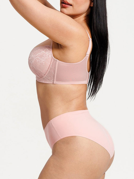 Wholesale Minimizing Bra Full Coverage Unlined Lace Mesh Side Support Underwire Smooth Back