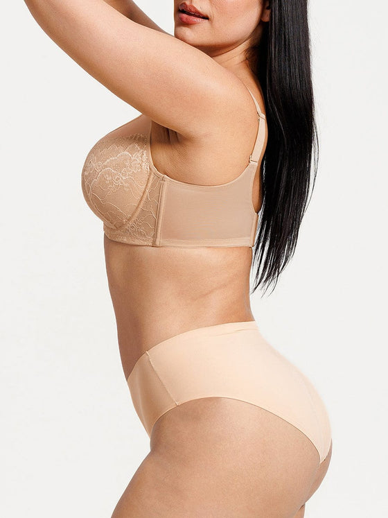 Wholesale Minimizing Bra Full Coverage Unlined Lace Mesh Side Support Underwire Smooth Back