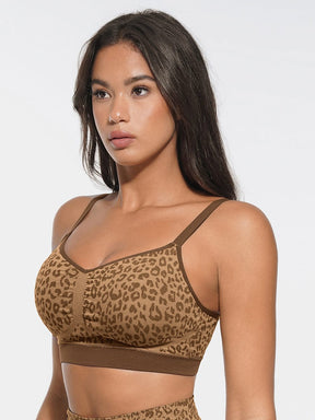 Wholesale Seamless Leopard Print Bust Support Bra with Adjustable Straps