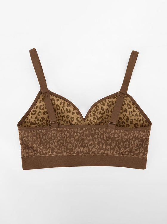 Wholesale Seamless Leopard Print Bust Support Bra with Adjustable Straps