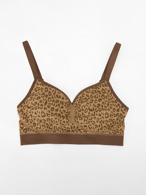 Wholesale Seamless Leopard Print Bust Support Bra with Adjustable Straps