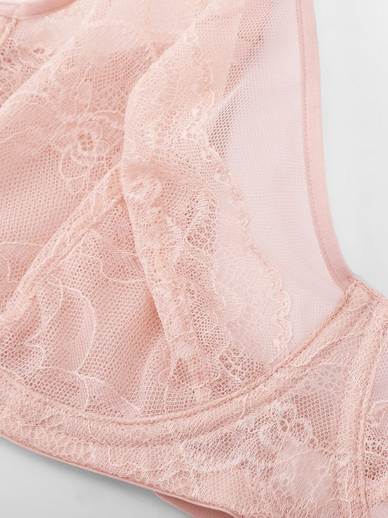 Wholesale Minimizing Bra Full Coverage Unlined Lace Mesh Side Support Underwire Smooth Back