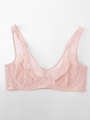 Wholesale Minimizing Bra Full Coverage Unlined Lace Mesh Side Support Underwire Smooth Back