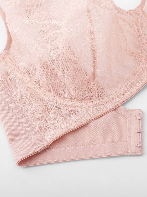 Wholesale Minimizing Bra Full Coverage Unlined Lace Mesh Side Support Underwire Smooth Back