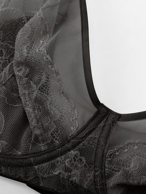 Wholesale Minimizing Bra Full Coverage Unlined Lace Mesh Side Support Underwire Smooth Back