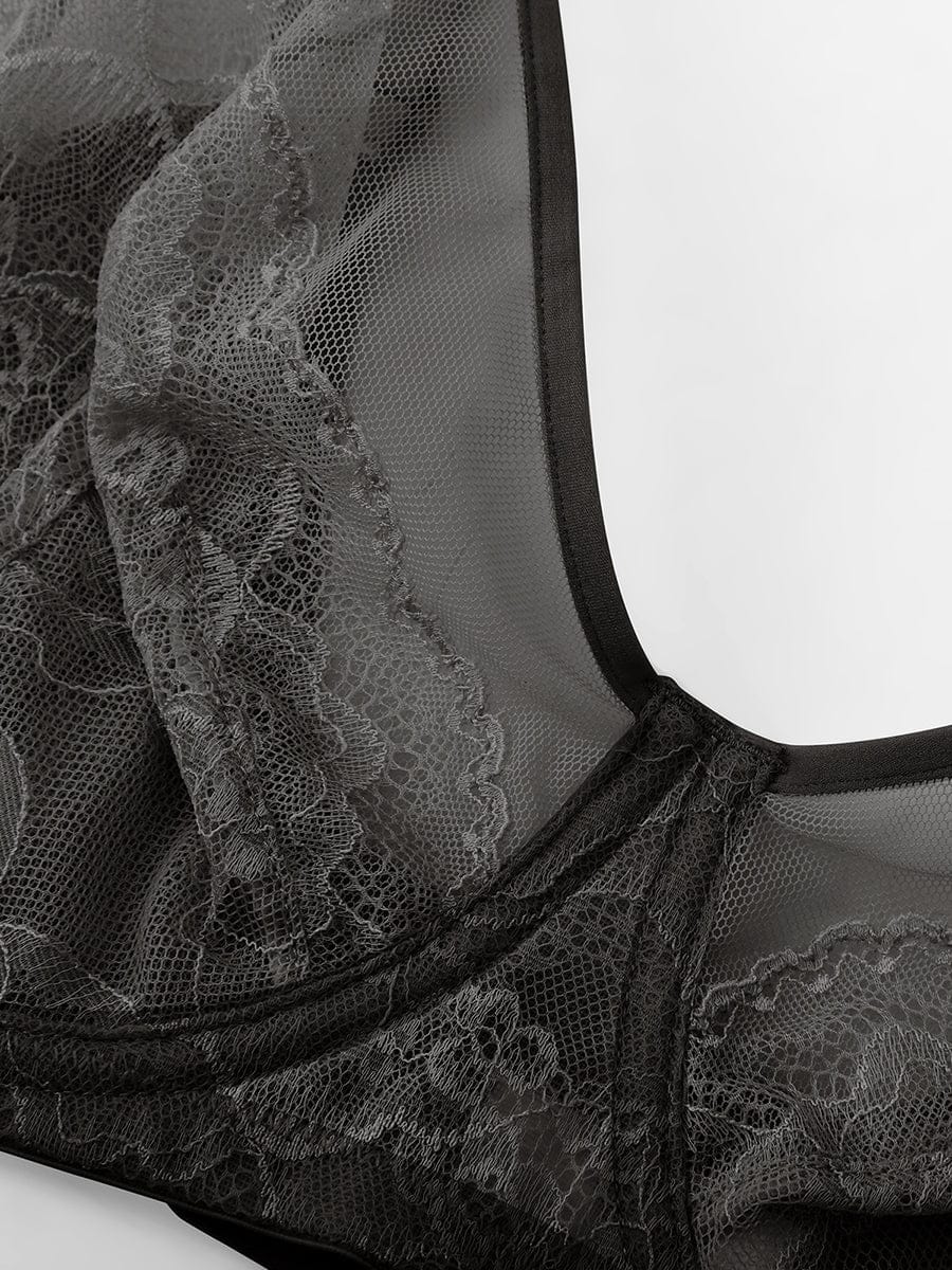Wholesale Minimizing Bra Full Coverage Unlined Lace Mesh Side Support Underwire Smooth Back