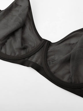 Wholesale Minimizing Bra Full Coverage Unlined Lace Mesh Side Support Underwire Smooth Back