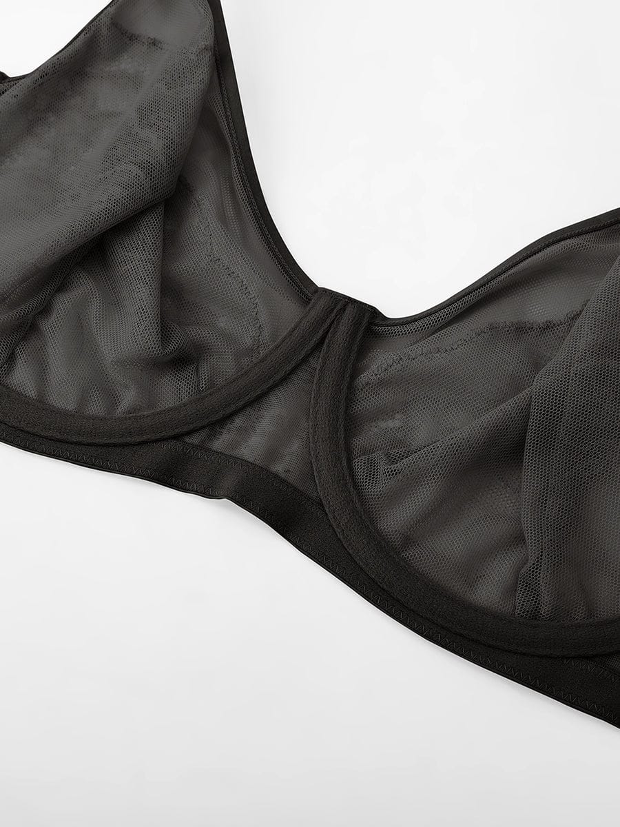 Wholesale Minimizing Bra Full Coverage Unlined Lace Mesh Side Support Underwire Smooth Back