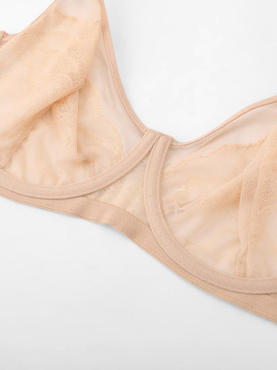Wholesale Minimizing Bra Full Coverage Unlined Lace Mesh Side Support Underwire Smooth Back