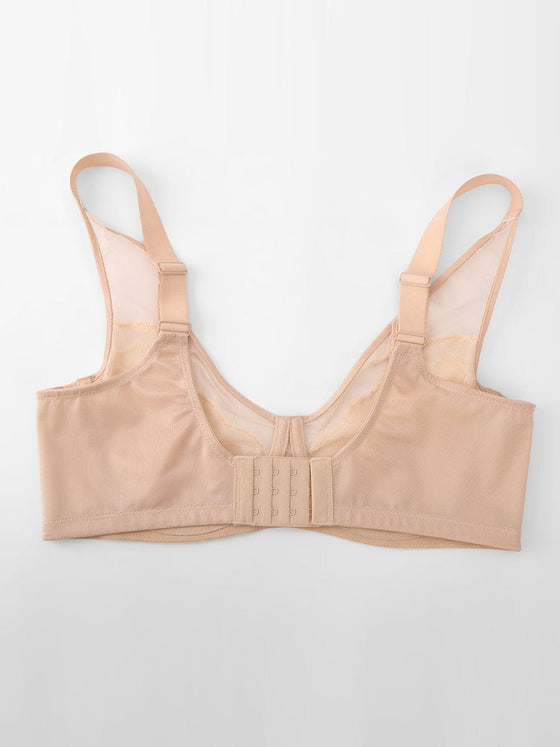 Wholesale Minimizing Bra Full Coverage Unlined Lace Mesh Side Support Underwire Smooth Back