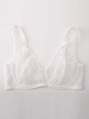 Wholesale Minimizing Bra Full Coverage Unlined Lace Mesh Side Support Underwire Smooth Back