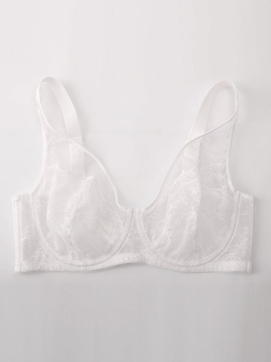 Wholesale Minimizing Bra Full Coverage Unlined Lace Mesh Side Support Underwire Smooth Back