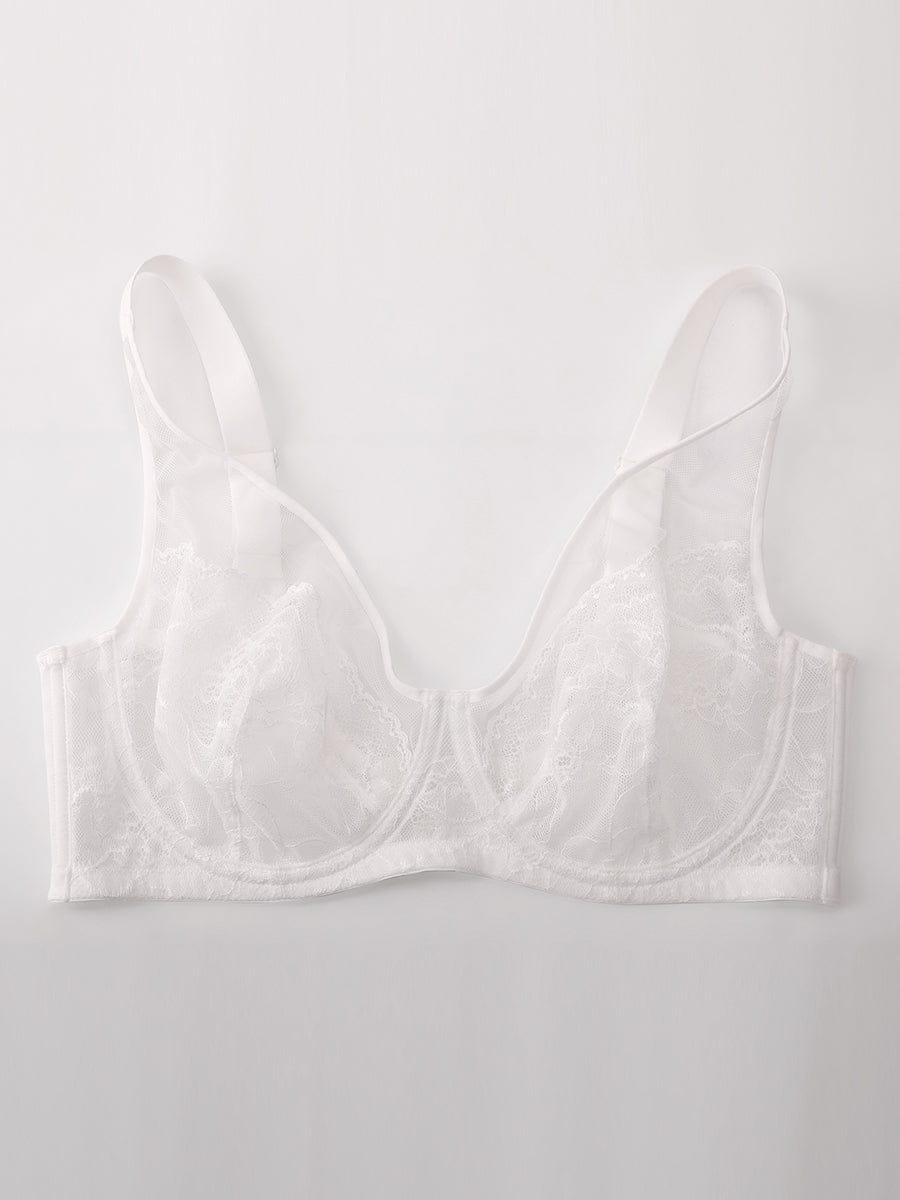 Wholesale Minimizing Bra Full Coverage Unlined Lace Mesh Side Support Underwire Smooth Back
