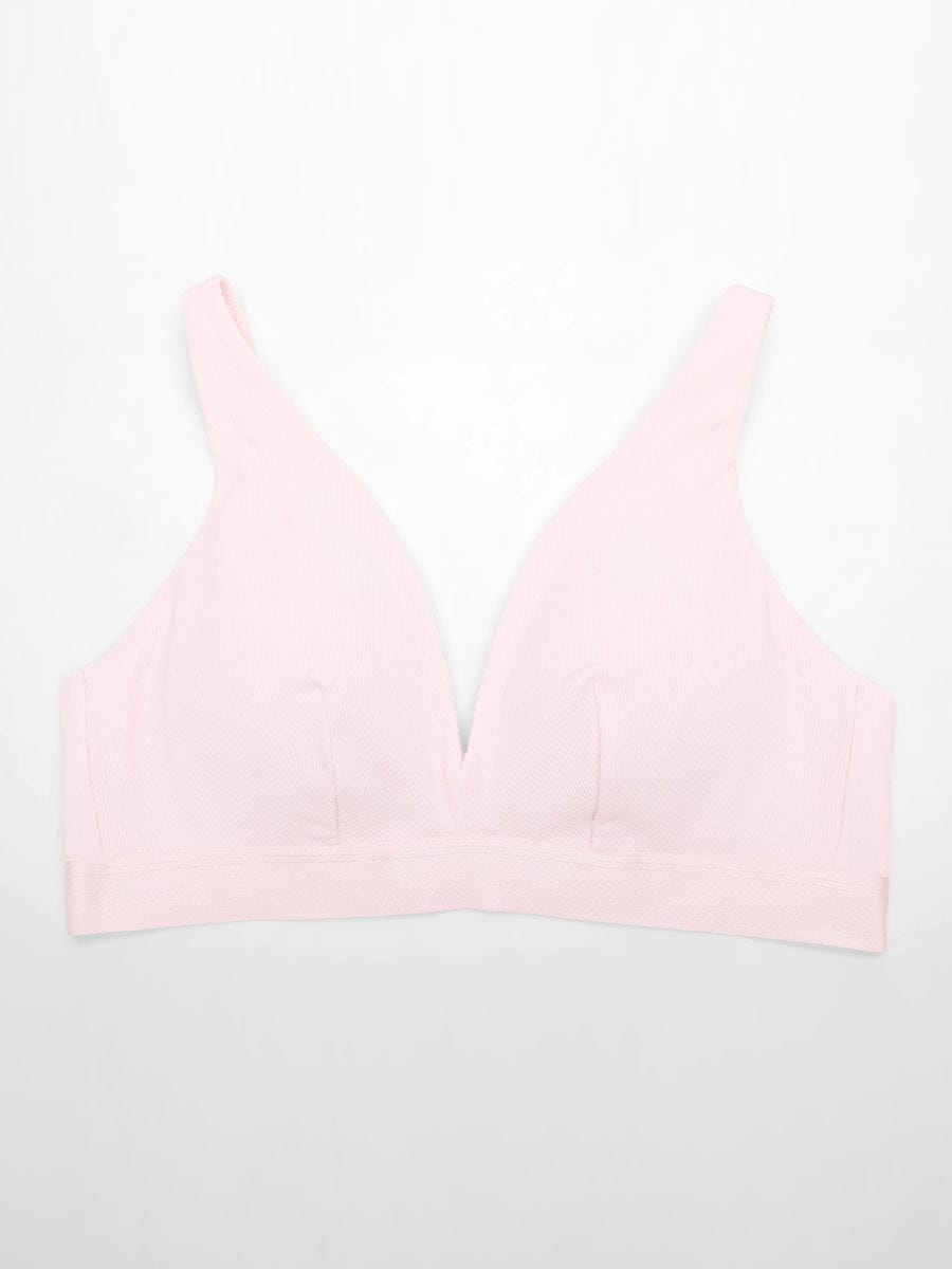Wholesale Deep V Neck Rib Modal All Day Wear Bralette with Removable Pads
